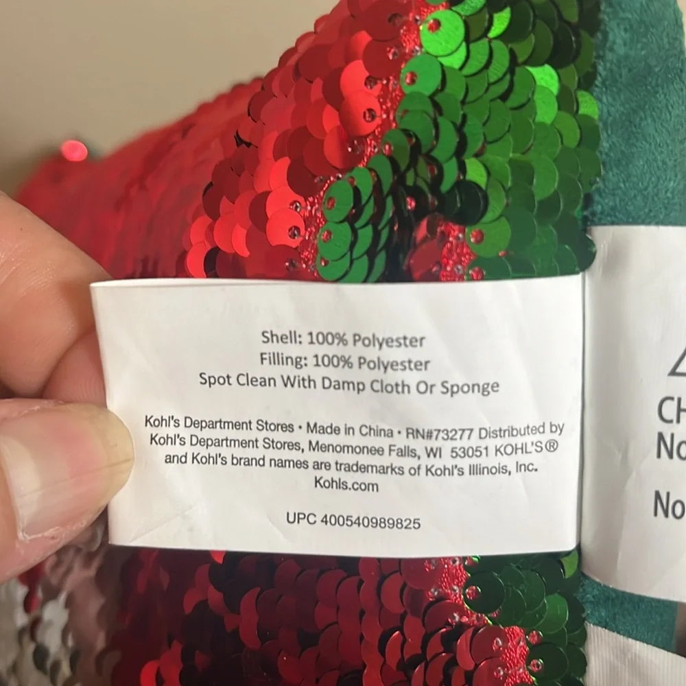 St. Nicholas Square Dog Green Red Flip Sequin Holiday Pillow
